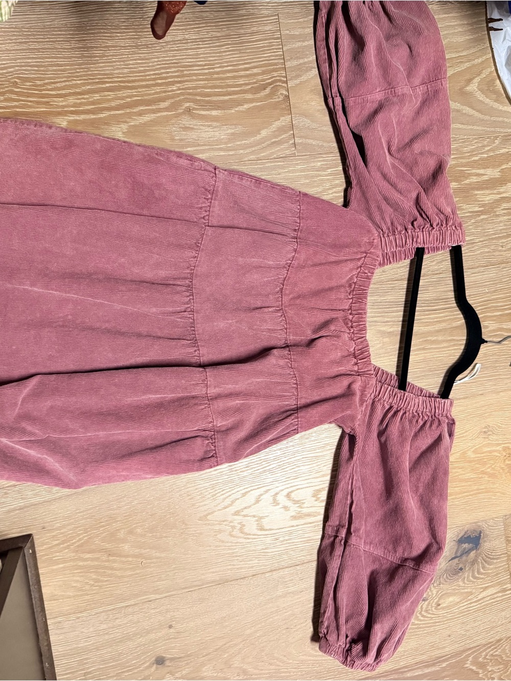 Women's Off-Shoulder Corduroy Dress in Dusty Rose
